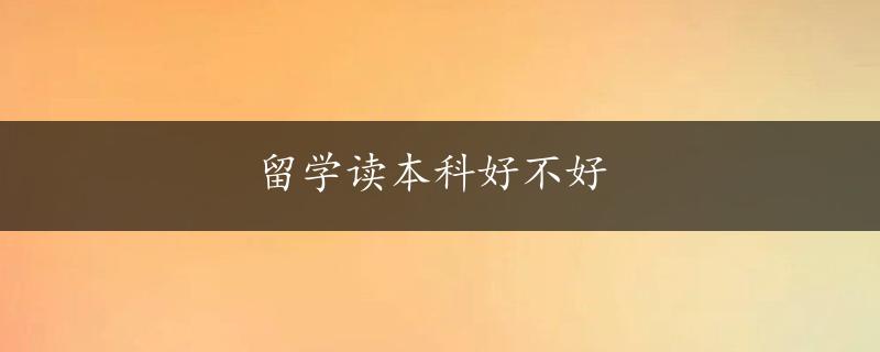 留学读本科好不好