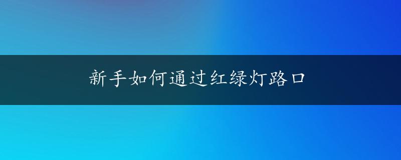 新手如何通过红绿灯路口