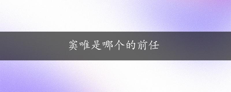 窦唯是哪个的前任