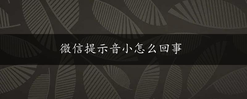 微信提示音小怎么回事