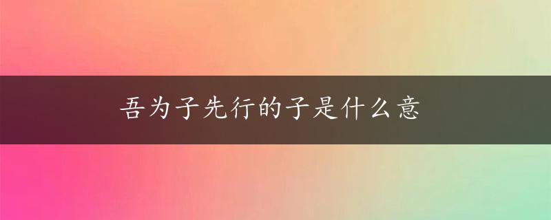 吾为子先行的子是什么意