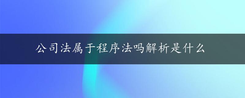 公司法属于程序法吗解析是什么