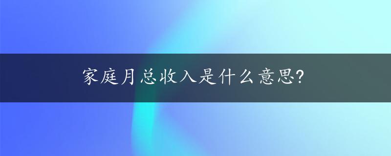 家庭月总收入是什么意思?