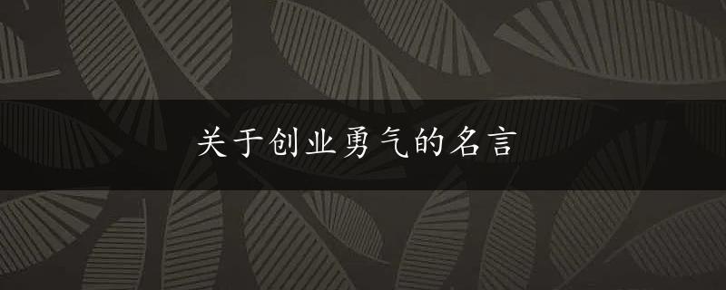 关于创业勇气的名言