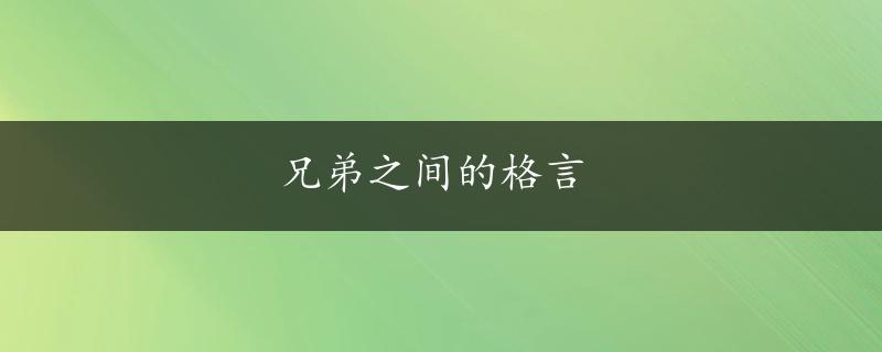 兄弟之间的格言