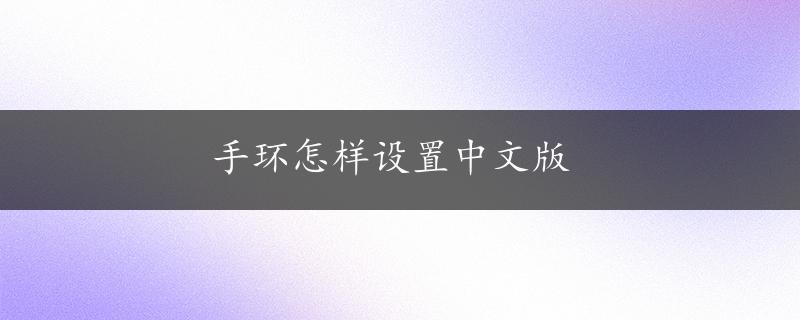 手环怎样设置中文版