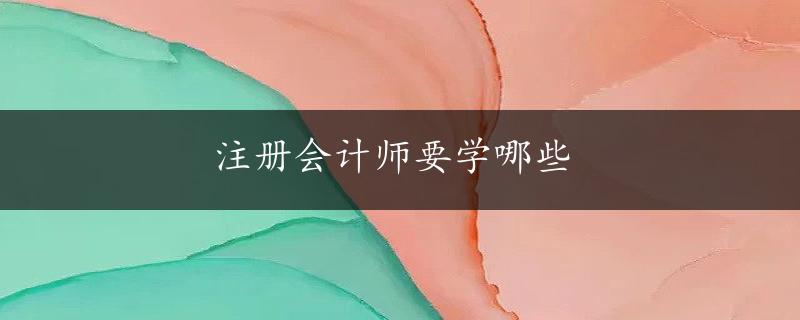 注册会计师要学哪些