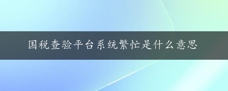 国税查验平台系统繁忙是什么意思