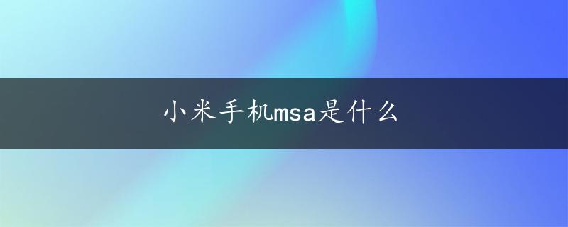 小米手机msa是什么