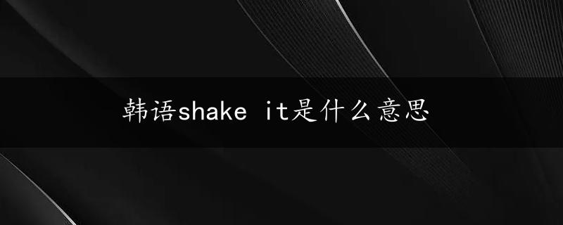 韩语shake it是什么意思