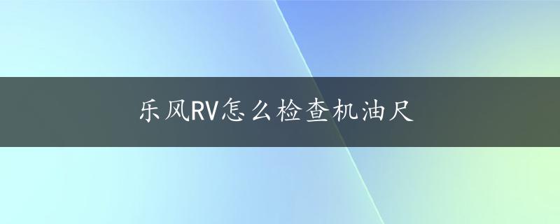 乐风RV怎么检查机油尺