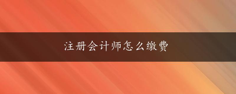 注册会计师怎么缴费