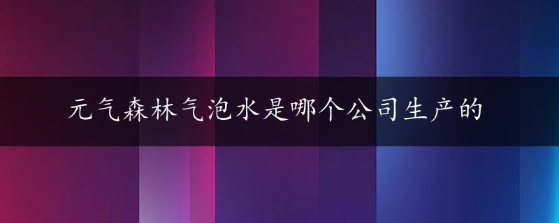 元气森林气泡水是哪个公司生产的