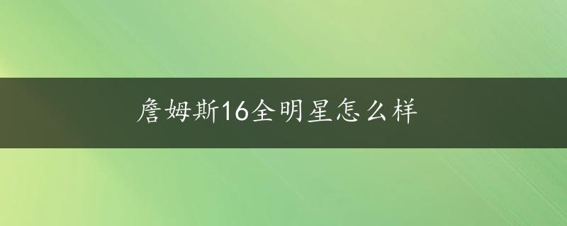 詹姆斯16全明星怎么样