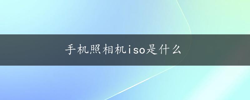 手机照相机iso是什么