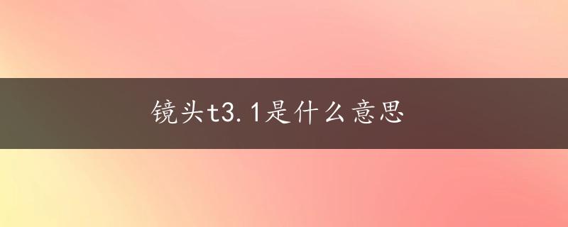 镜头t3.1是什么意思