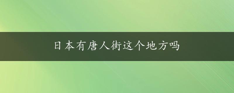 日本有唐人街这个地方吗