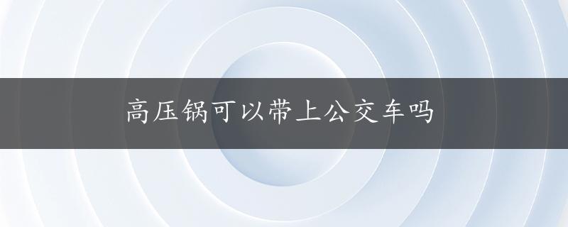 高压锅可以带上公交车吗