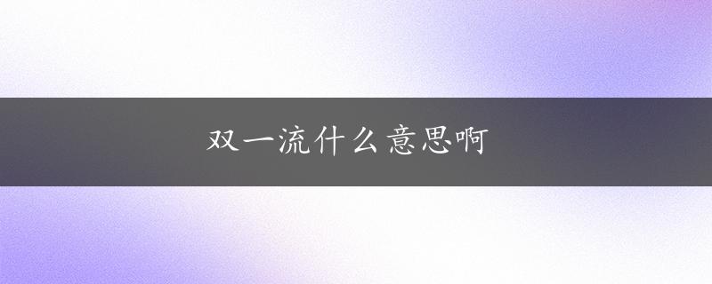 双一流什么意思啊