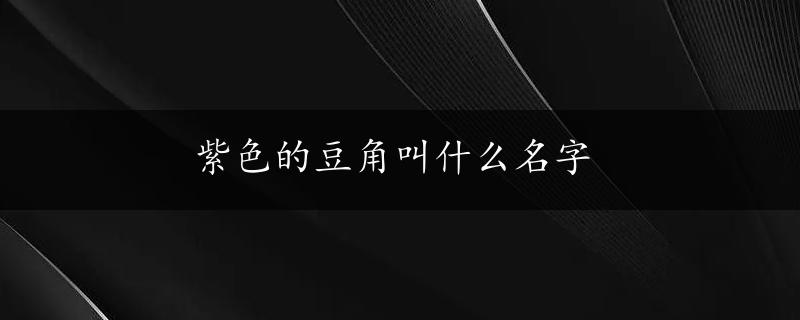 紫色的豆角叫什么名字