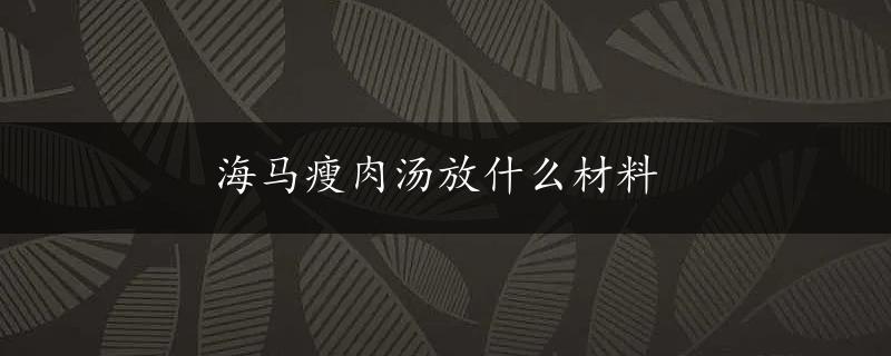 海马瘦肉汤放什么材料