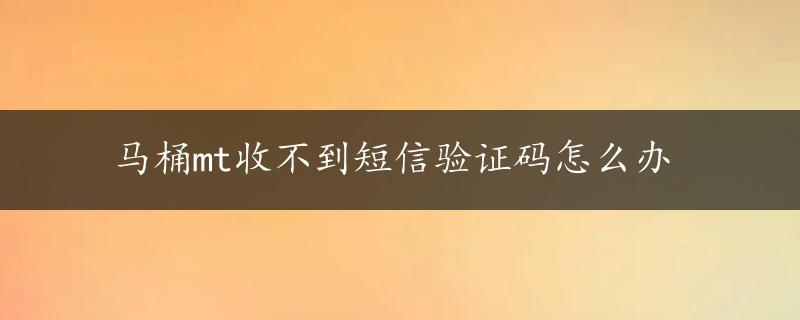 马桶mt收不到短信验证码怎么办