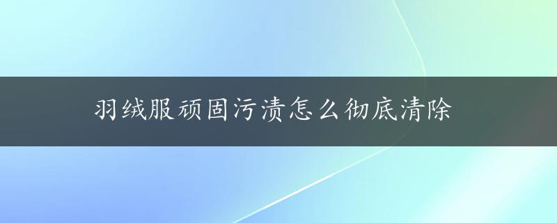 羽绒服顽固污渍怎么彻底清除