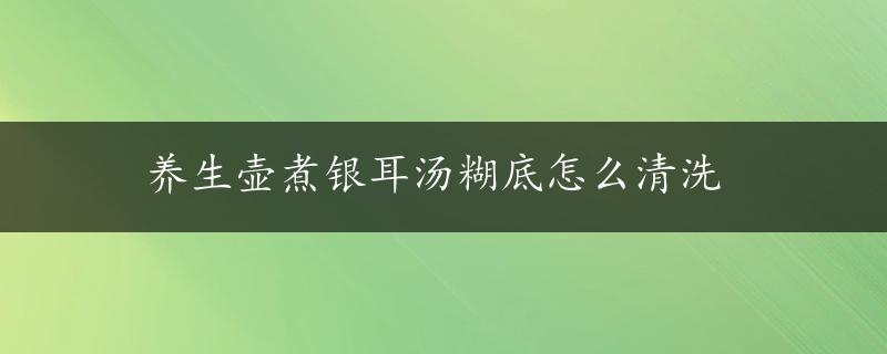 养生壶煮银耳汤糊底怎么清洗