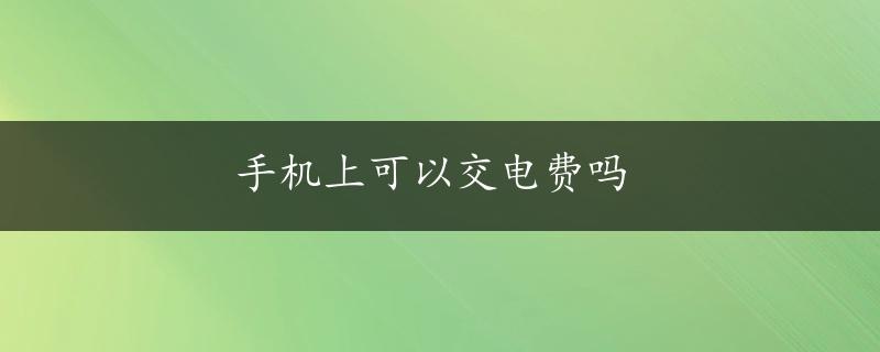 手机上可以交电费吗