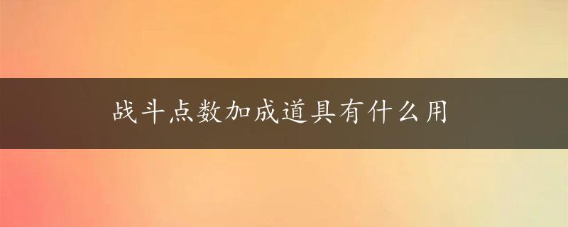 战斗点数加成道具有什么用