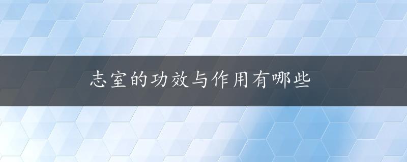 志室的功效与作用有哪些