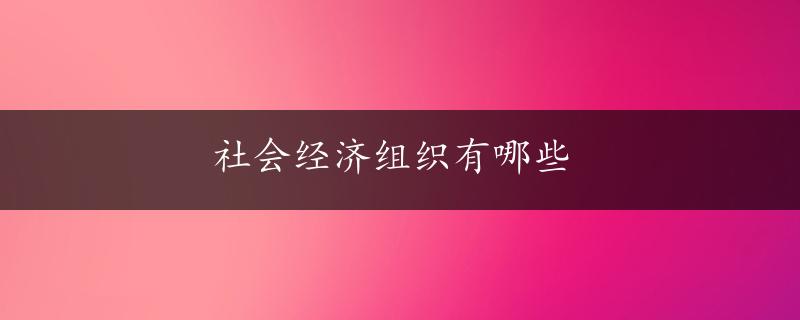 社会经济组织有哪些