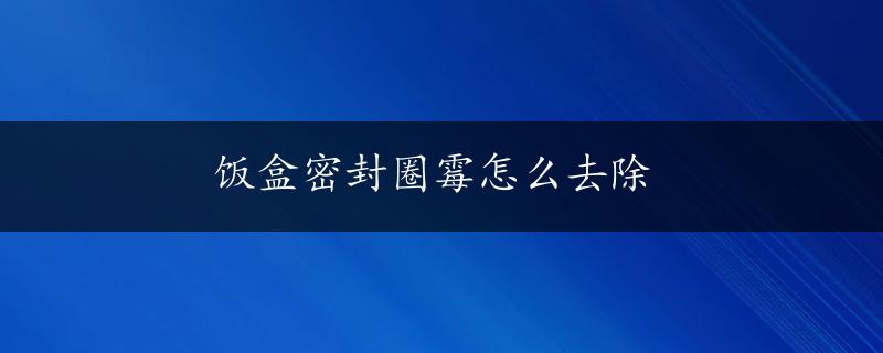 饭盒密封圈霉怎么去除