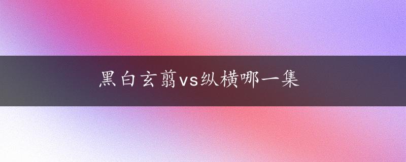 黑白玄翦vs纵横哪一集