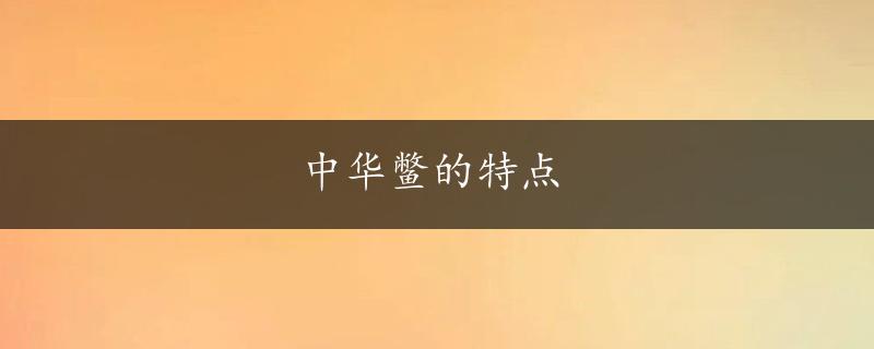 中华鳖的特点