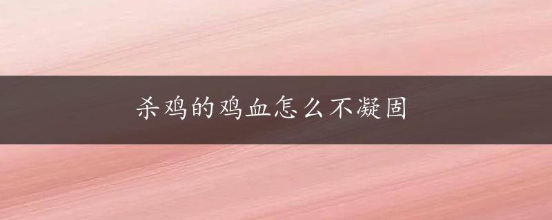 杀鸡的鸡血怎么不凝固