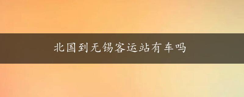 北国到无锡客运站有车吗