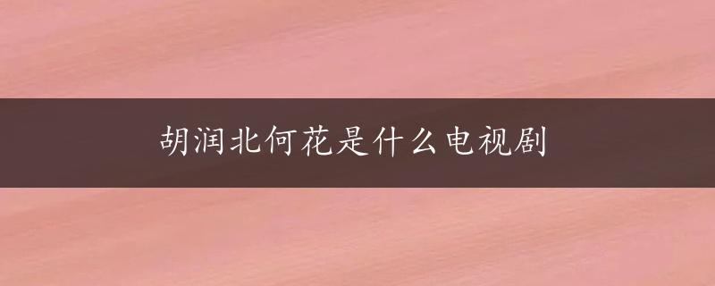 胡润北何花是什么电视剧