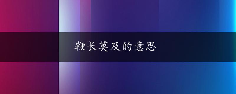 鞭长莫及的意思