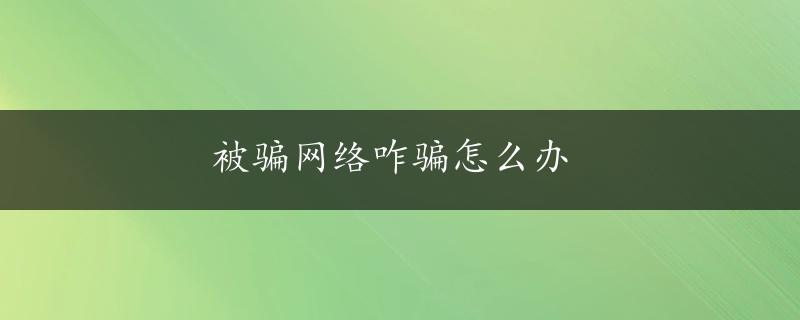 被骗网络咋骗怎么办