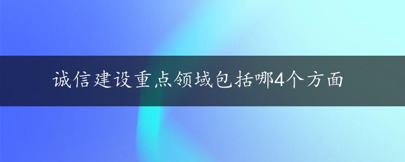 诚信建设重点领域包括哪4个方面