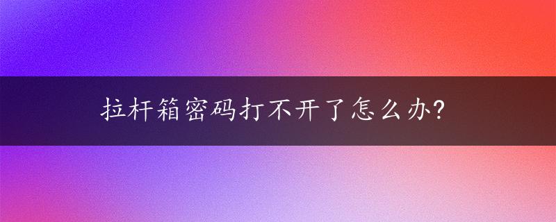 拉杆箱密码打不开了怎么办?