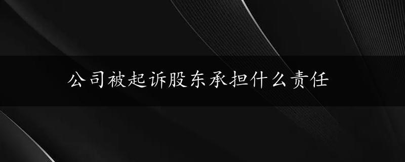 公司被起诉股东承担什么责任