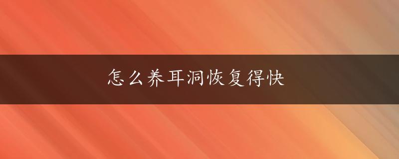 怎么养耳洞恢复得快