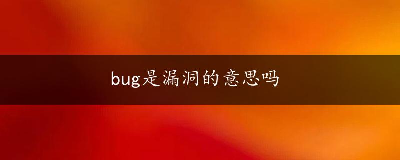 bug是漏洞的意思吗