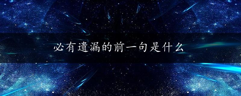 必有遗漏的前一句是什么