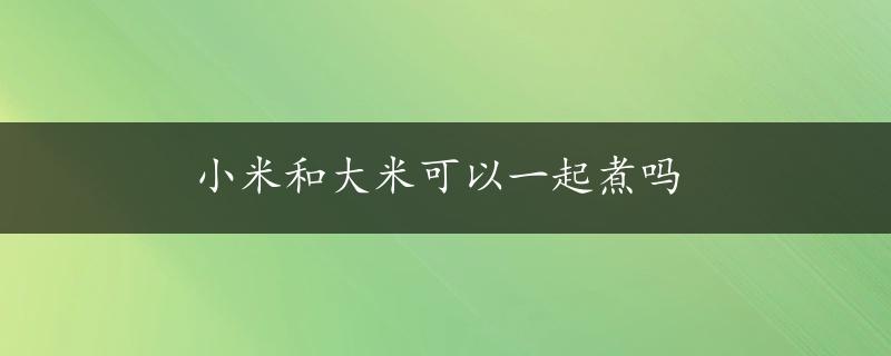 小米和大米可以一起煮吗