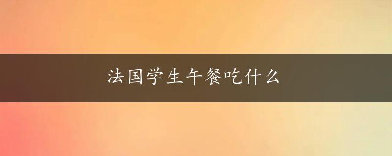 法国学生午餐吃什么