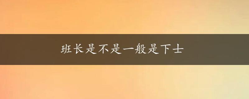 班长是不是一般是下士