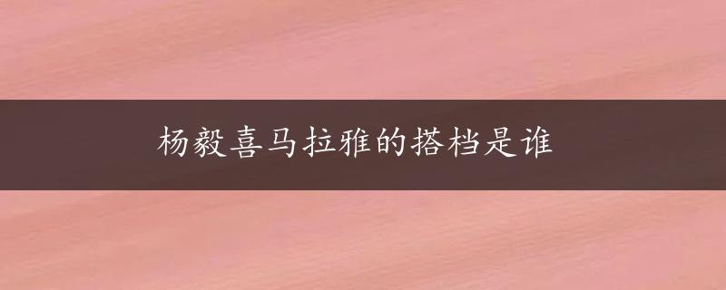 杨毅喜马拉雅的搭档是谁